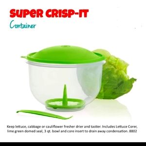 Tupperware Super Crisp-It Lettuce Keeper – 2 Qt, Green, Made In USA